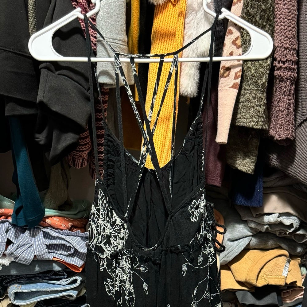 RARE!! XS FP black and white tiered maxi dress